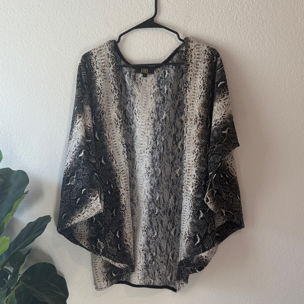 Lucky & Blessed Large Snake Print open front shrug western animal print neutral